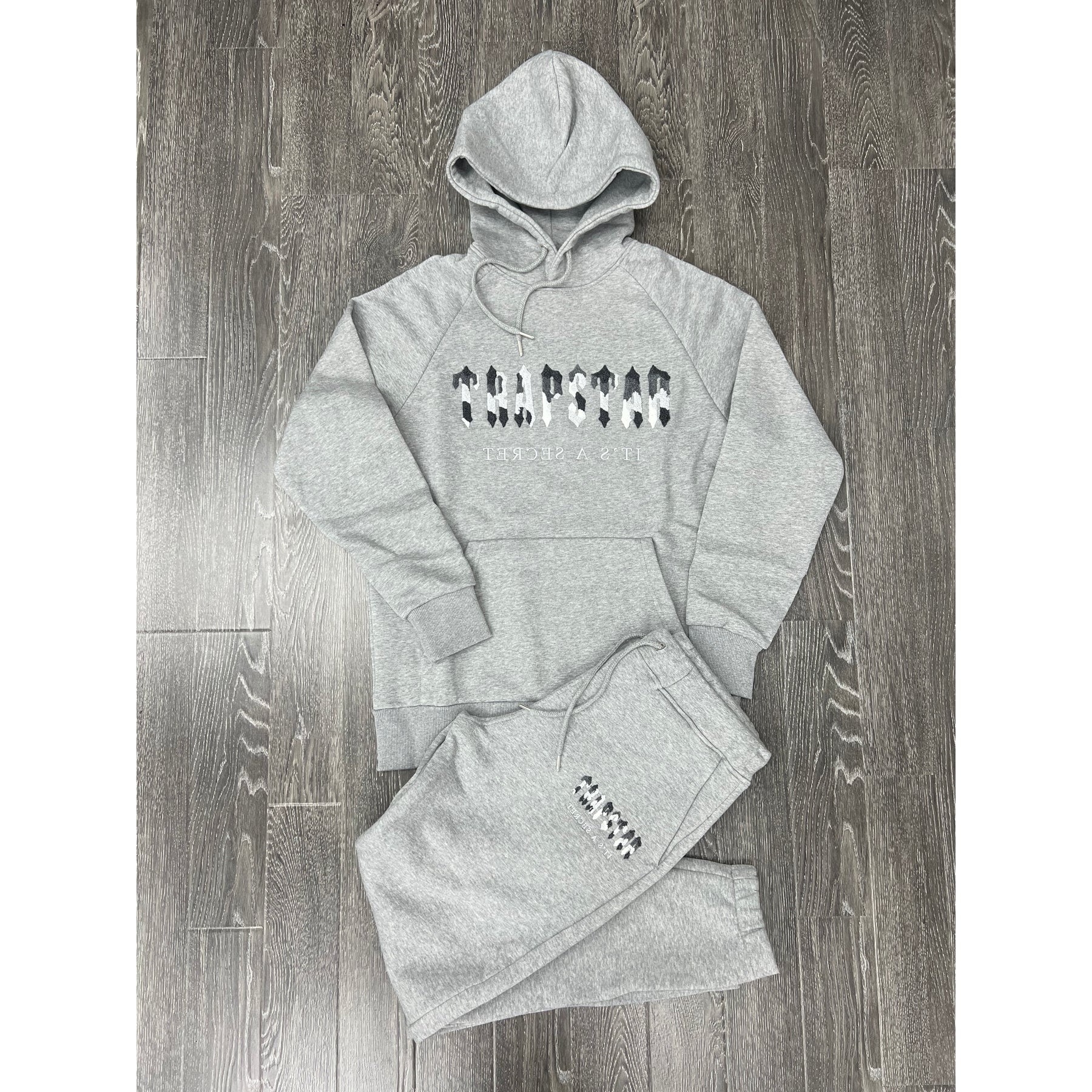 Trapstar Chenille Hoodie Tracksuit Grey Camo Latest Design Trapstar Tracksuit Cotton Fleece Tracksuits For Men 