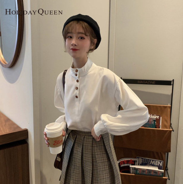 HolidayQueen  Spring and Autumn Women's New Long-sleeved Loose Retro Korean Version of All-match Student Shirt Bottoming Shirt S M L XL Free Shipping HQ0571