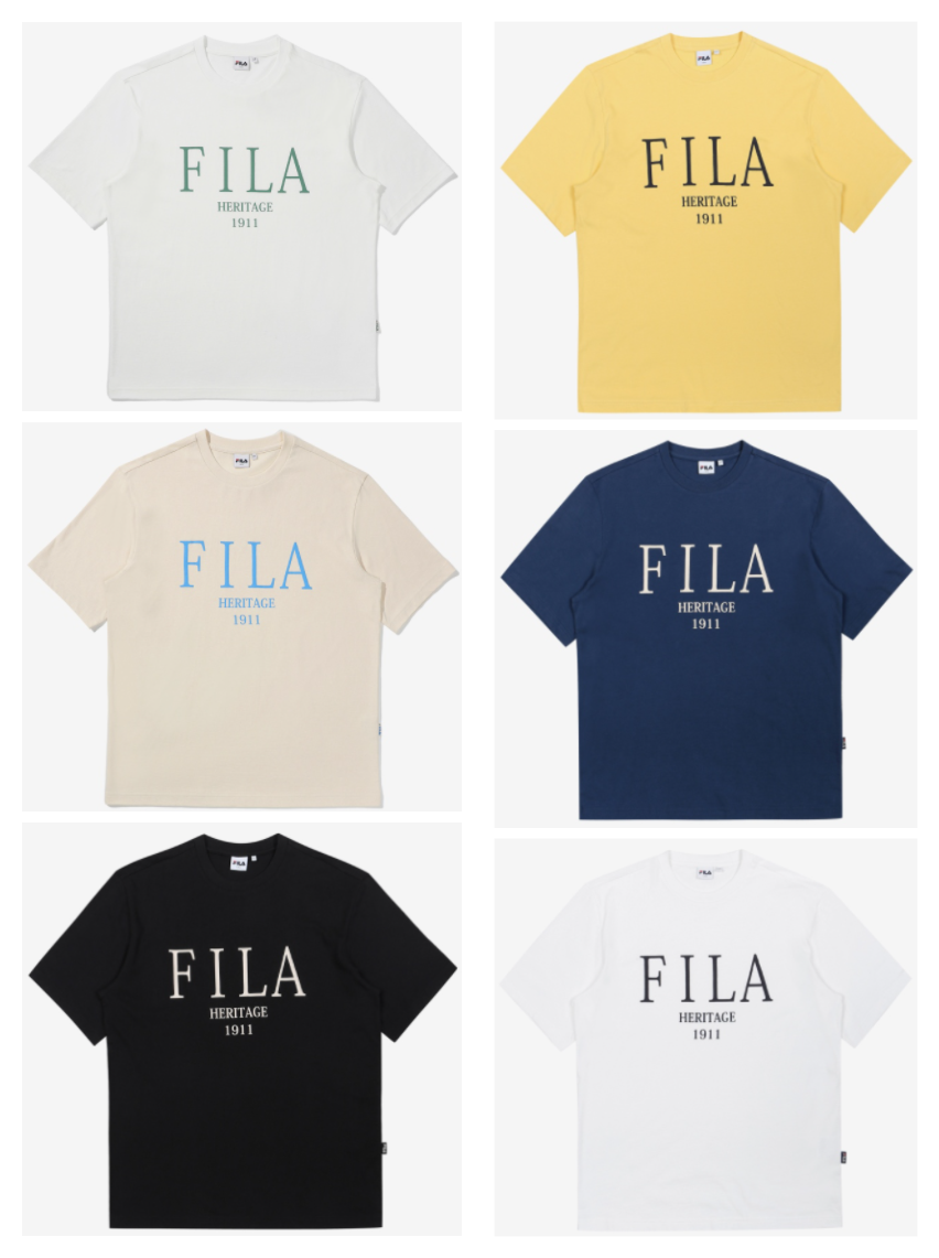 [FILA KOREA] Heritage Serif Logo Loose Fit Short-Sleeved T-Shirt Casual Men Women Tee Couple Tops  Cotton Street Style Korean Fashion