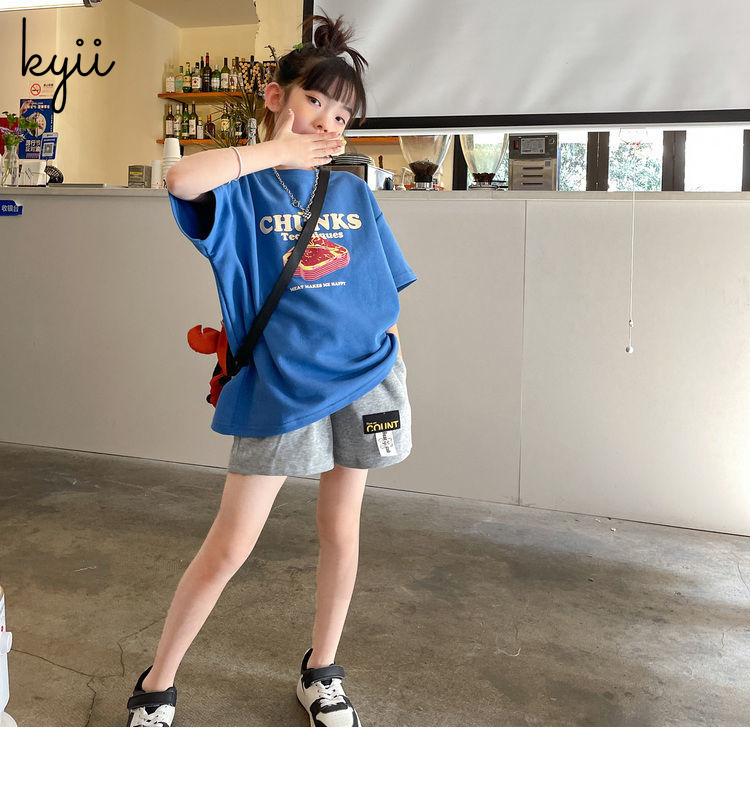 KYII Girls short sleeve summer children Cotton Korean Top ky22105