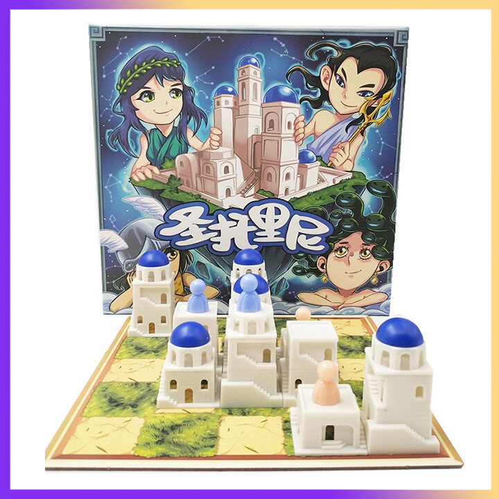 Santorini Strategy Based | 中文版 | Chinese Version | Family Board Game for Kids & Adults | 2-6 Players | Ages 8+ | Greece Card Games | Santorini New York | 圣托里尼 | 战略桌游